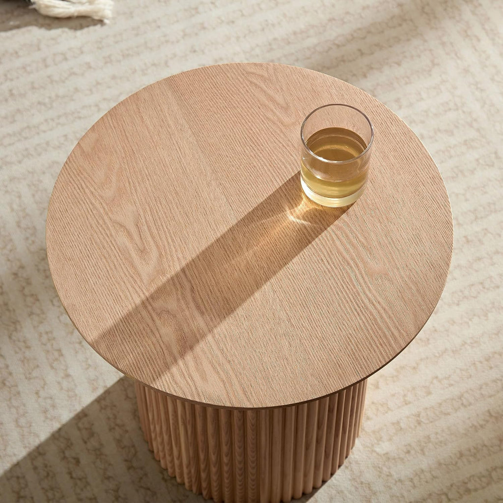 KEVINSPACE 17.71' Accent Side/End Table, Round Side Table Sofa Table Bedside Table for Small Spaces Nightstand for Living Room, Bedroom,Stable Frame, Easy Assembly Natural