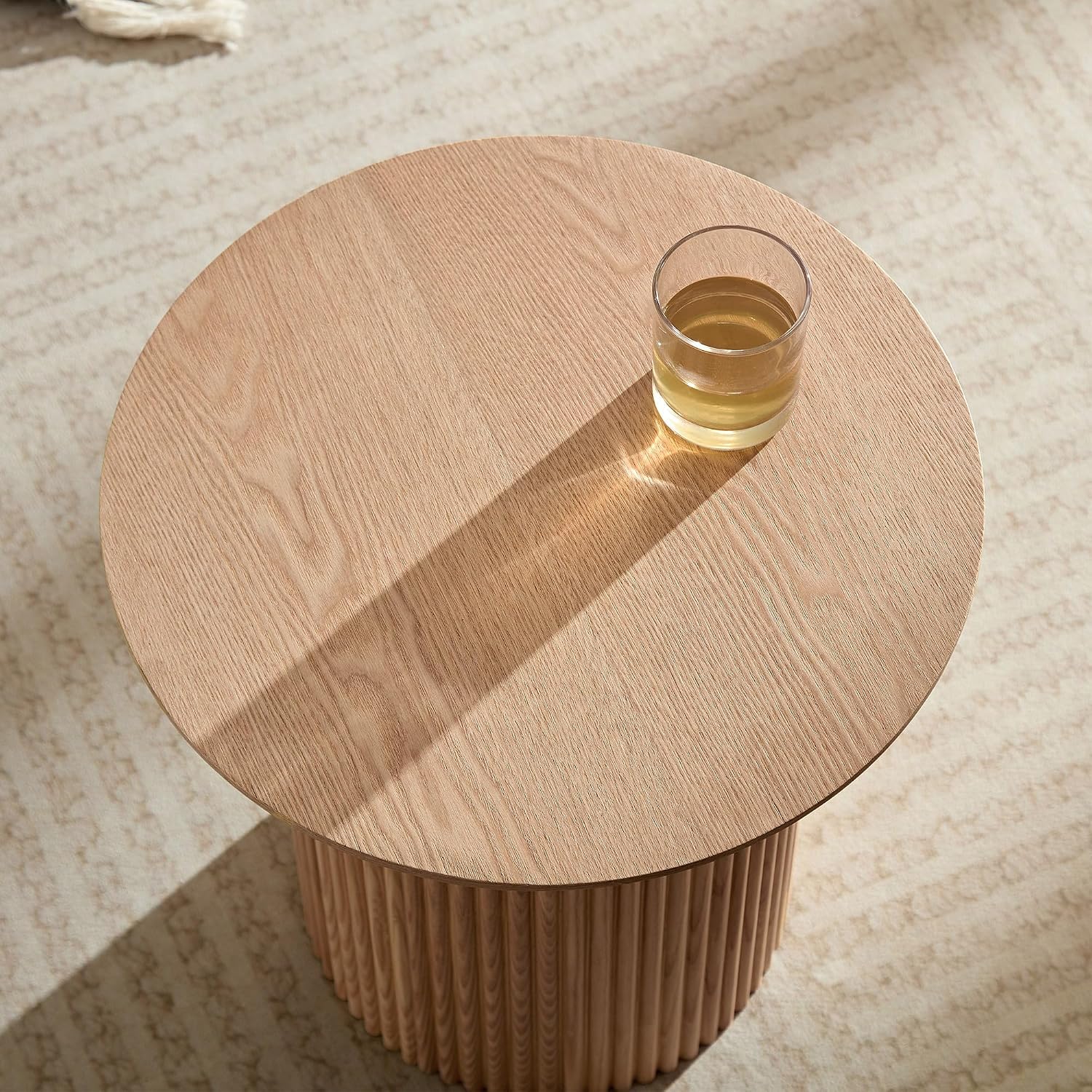 KEVINSPACE 17.71' Accent Side/End Table, Round Side Table Sofa Table Bedside Table for Small Spaces Nightstand for Living Room, Bedroom,Stable Frame, Easy Assembly Natural