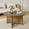 Christopher Knight Home Kiaya Round Coffee Table with PE Woven Design, Wood Coffee Tables for Living Room, Stylish Indoor Round Table, Easy Assembly, Versatile Living Room Furniture, Natural Brown