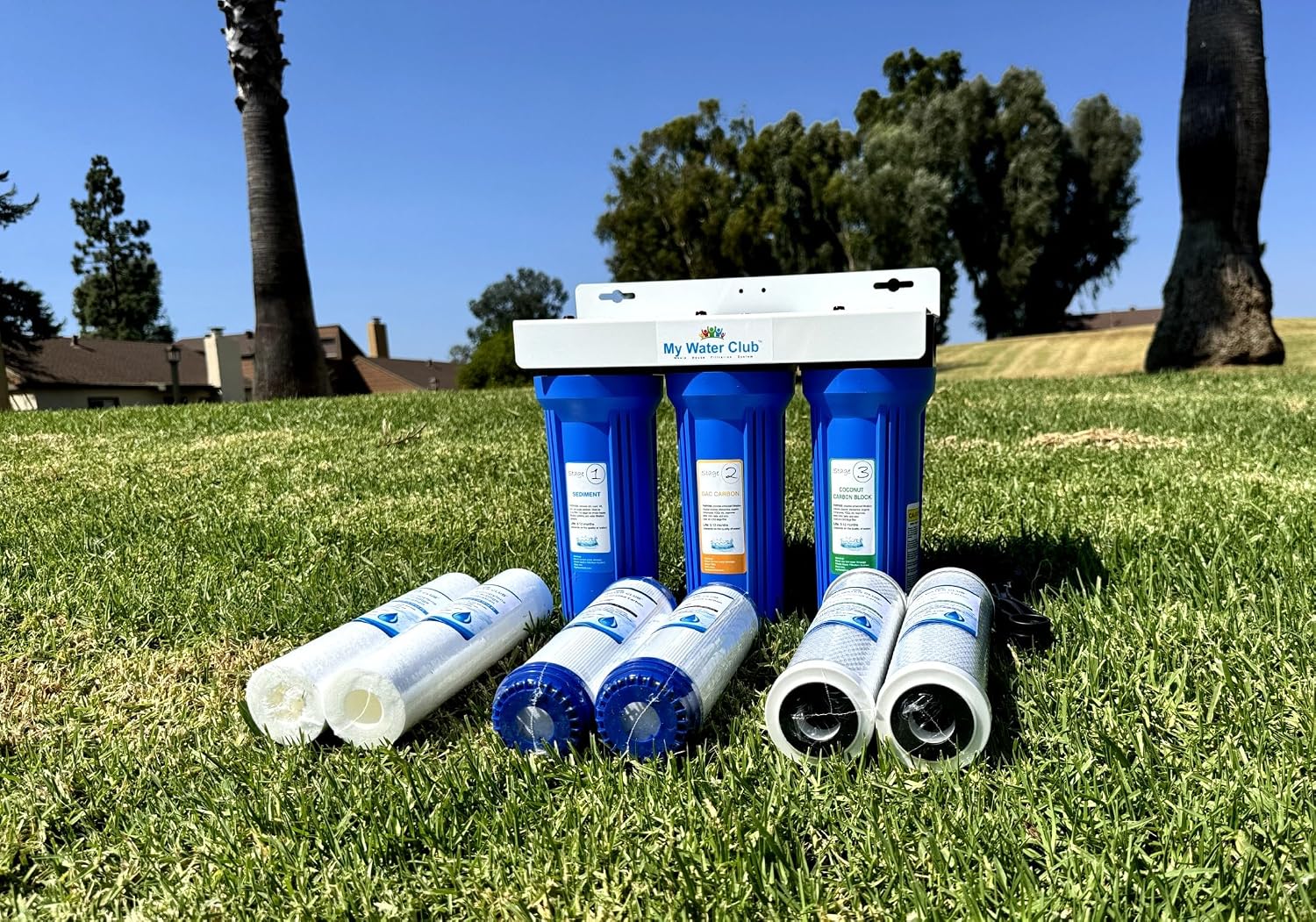 MyWaterClub Whole House Water Filter System, 3-Stage, with 2 Extra Filter Sets, 3/4' Port