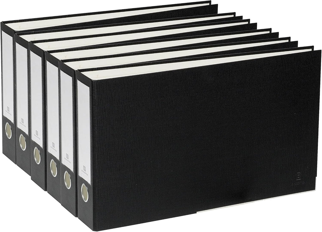 Bindertek 3-Ring Premium Ledger Binder for 11' x 17' Paper, Pack of 6 - Black, 2' Spine Width, 325 Sheet Capacity, 1.25' D-Rings, Linen-Textured Covers, Steel Reinforced Edges, Spine Label Included
