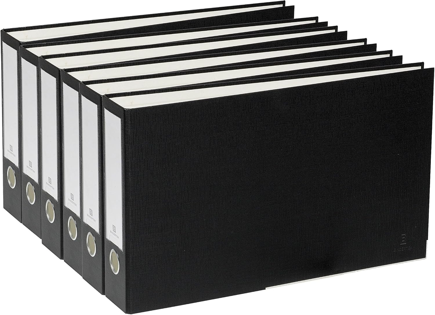 Bindertek 3-Ring Premium Ledger Binder for 11' x 17' Paper, Pack of 6 - Black, 2' Spine Width, 325 Sheet Capacity, 1.25' D-Rings, Linen-Textured Covers, Steel Reinforced Edges, Spine Label Included