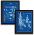 Personal-Prints Firearm Patent Art | Vintage Wall Art, Office, Bedroom Decor | 2nd Amendment & Choice of Unique Gun Art Gifts | USA Made (2 Piece Set, Blueprint, 20'x24' Float Framed Canvas)