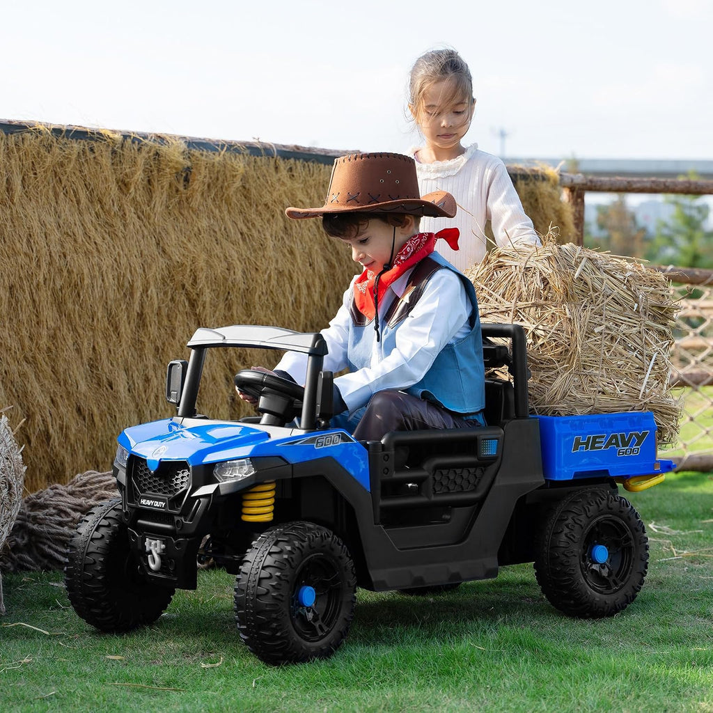 TOBBI Ride on Dump Truck with Electric Dump, Ride on Car with Remote Control, Kids Car to Drive Battery Power Wheels Electric Car Toys for Kids Toddlers Aged 3-8 with Music Player LED Light
