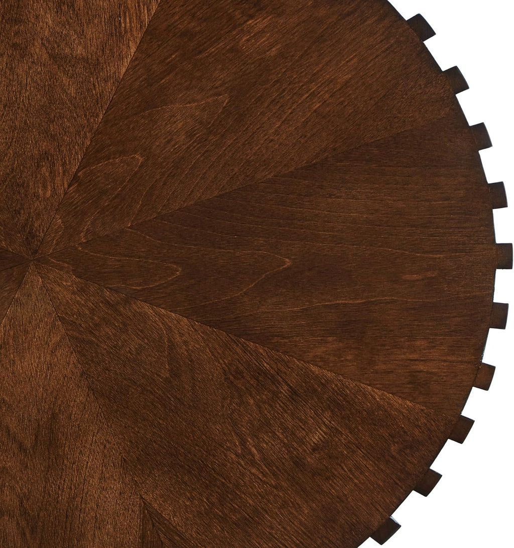 Round Wood Coffee Table Set of 2, Handcraft Drum Side Table End Table for Living Room, Modern Circle Wooden Coffee Table Set for Small Space, No Need Assembly(Deep Brown,31x31x16 in)