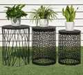 HFHOME Set of 3 Heavy-Duty Round End Table, Side Table, Coffee Table for Indoor Multifunctional Use, Outdoor Decorative Garden Stool Plant Stand-Bronze