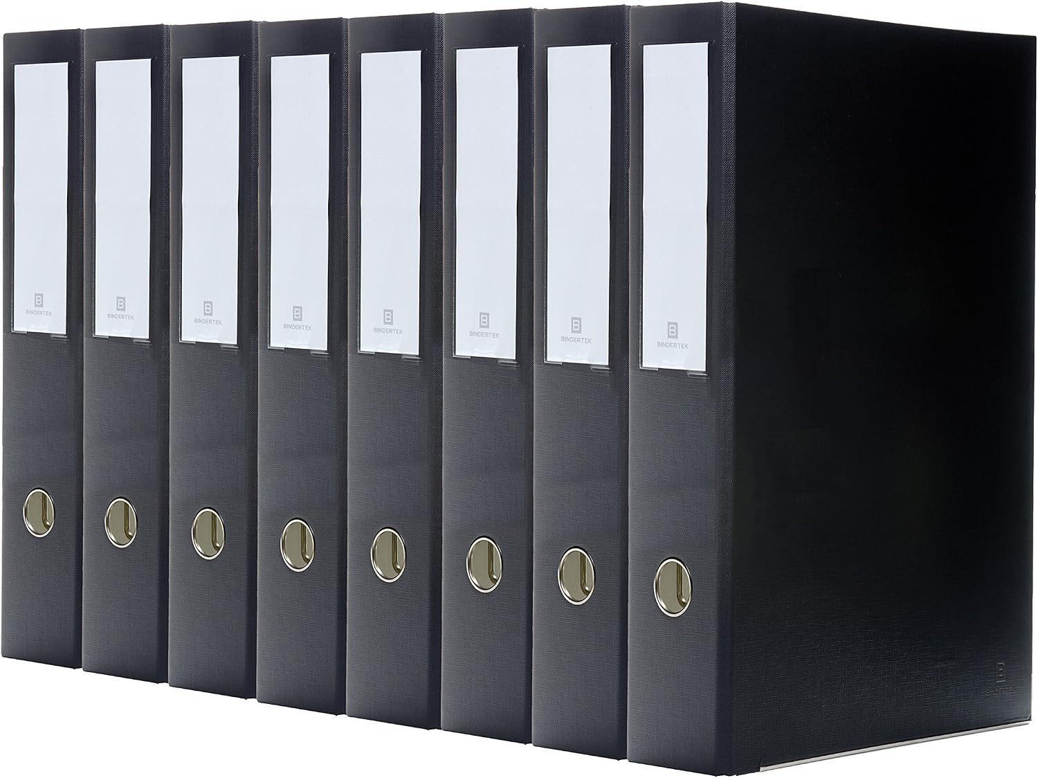 Bindertek 3-Ring Premium Legal Binder for 8.5' x 14' Paper, Pack of 8 - Black, 2' Spine Width, 325 Sheet Capacity, 1.25' D-Rings, Linen-Textured Covers, Steel Reinforced Edges, Spine Label Included