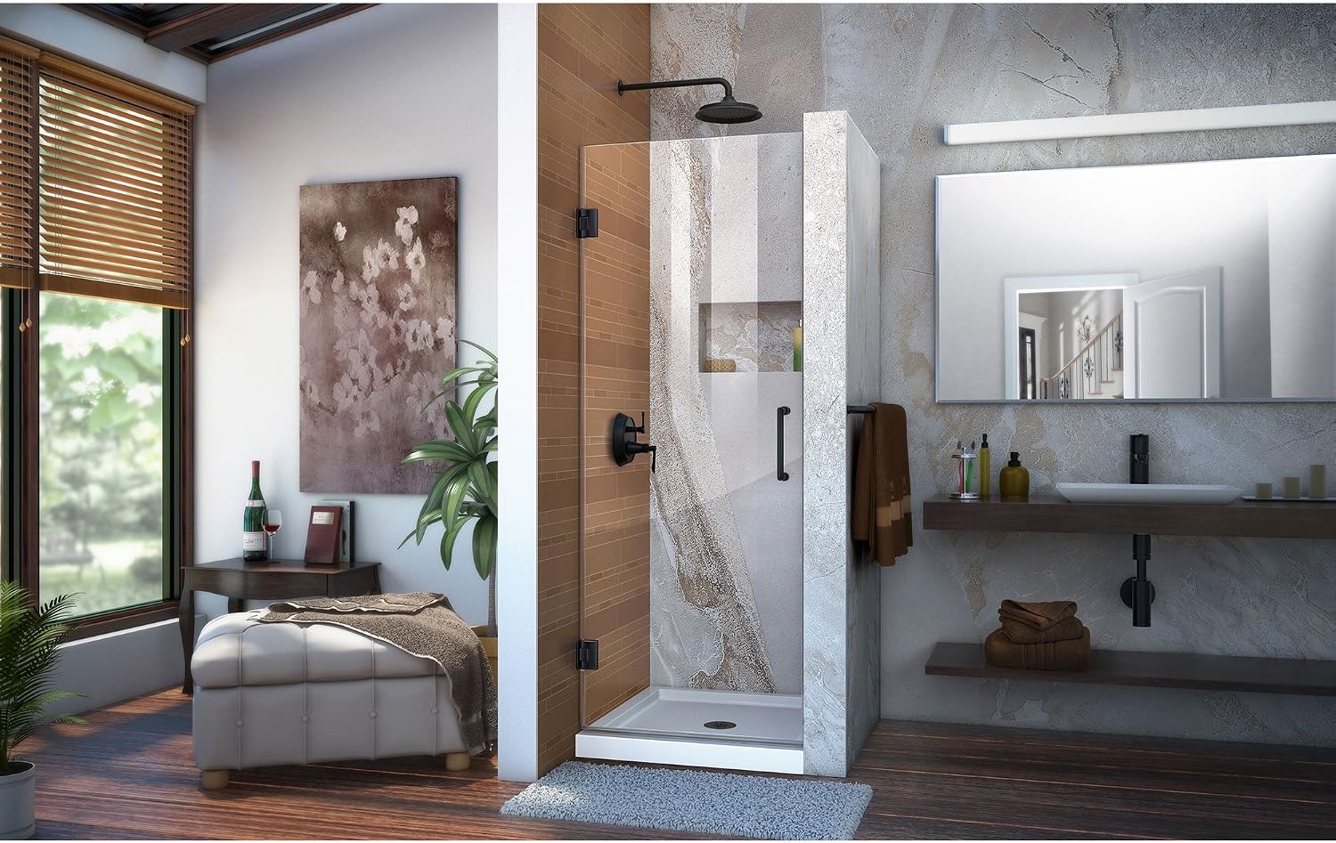 DreamLine Unidoor 24 in. W x 72 in. H Frameless Hinged Shower Door in Satin Black, SHDR-20247210F-09