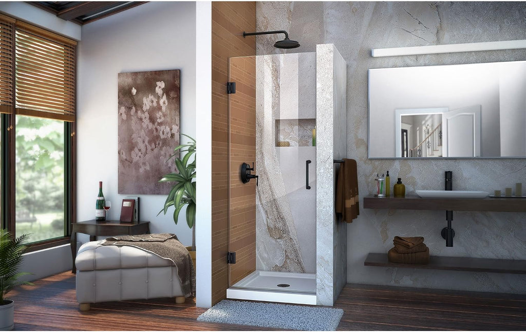 DreamLine Unidoor 26 in. W x 72 in. H Frameless Hinged Shower Door in Satin Black, SHDR-20267210F-09