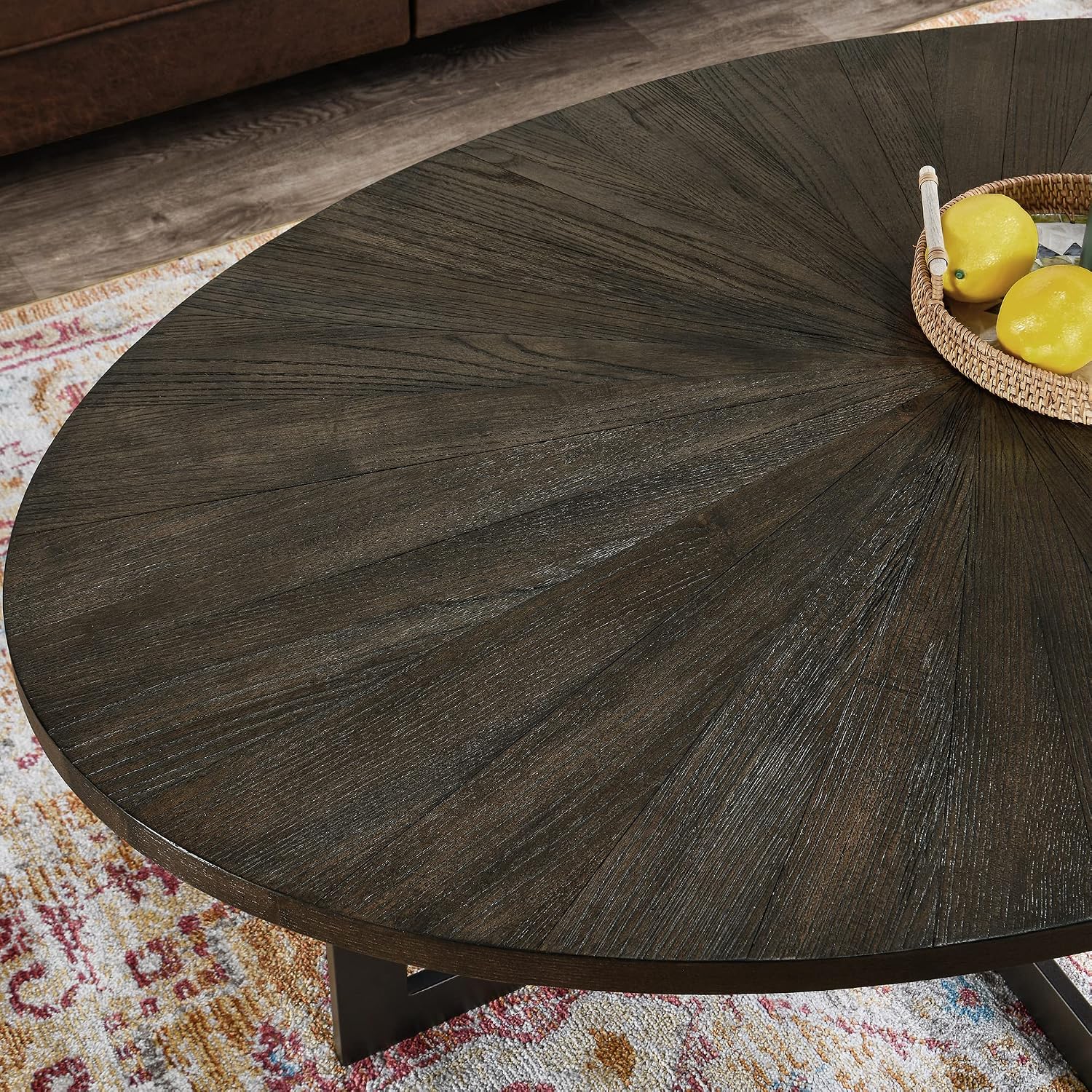 Solid Wood Oval Coffee Table with Cross Metal Legs, 47.9' Industrail Bar Cocktail Table for Living Room Kitchen Office Sofa Table Bristro Table for Cafe/Bar Black 1831BK