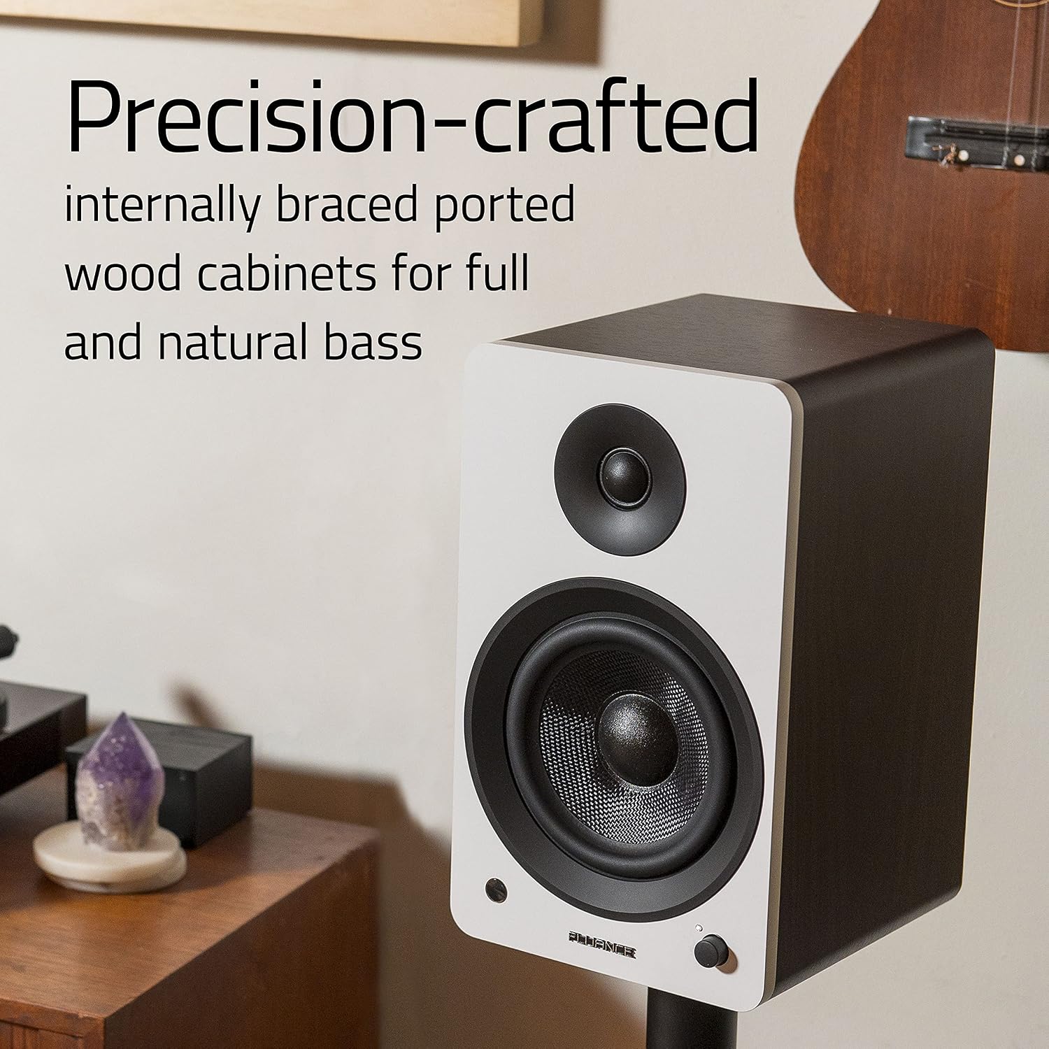 Fluance Ai61 Powered 2-Way 2.0 Stereo Bookshelf Speakers with 6.5' Drivers, 120W Amplifier for Turntable, TV, PC and Bluetooth 5 Wireless Music Streaming - RCA, Optical, USB & Sub Out (Black Ash)