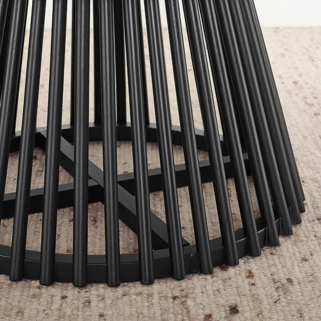 KEVINSPACE Round Coffee Table Solid Wood Nesting End Table Set of 2 Wood Side Table Circle Modern Accent Tables Farmhouse Circle Side Table Sets for Small Spaces Living Room Apartment Bedroom Black