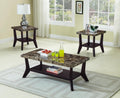 Faux Marble Coffee Table 3-Piece Set Rectangular Coffee Table with Two Matching End Tables MDF Wooden Base Built-in Storage Shelves Contemporary Brown for Living Room
