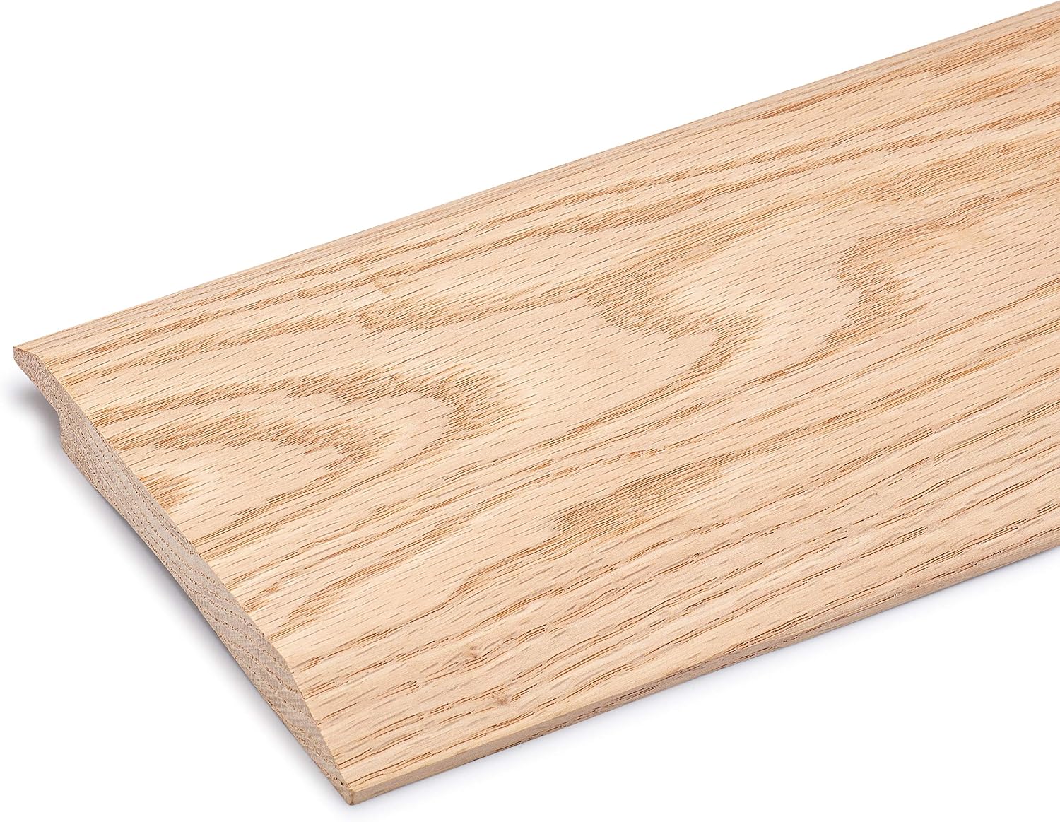 Unfinished Oak Overlap Threshold 5' Wide x 5/8' Thick with Overlap 5/16' Tall (6 FT [72 3/4'] Long)