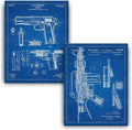 Personal-Prints Firearm Patent Art | Vintage Wall Art, Office, Bedroom Decor | 2nd Amendment & Choice of Unique Gun Art Gifts | USA Made (2 Piece Set, Blueprint, 16'x20' Stretched Canvas)