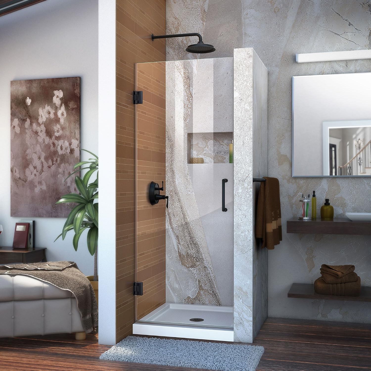 DreamLine Unidoor 26 in. W x 72 in. H Frameless Hinged Shower Door in Satin Black, SHDR-20267210F-09