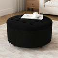 30 Inch Round Storage Ottoman,Modern Tufted Ottomans,Circular Coffee Table with Removable Top,Upholstered Large Ottoman with Storage Footrest Stool for Bedroom Living Room (Teddy Black)