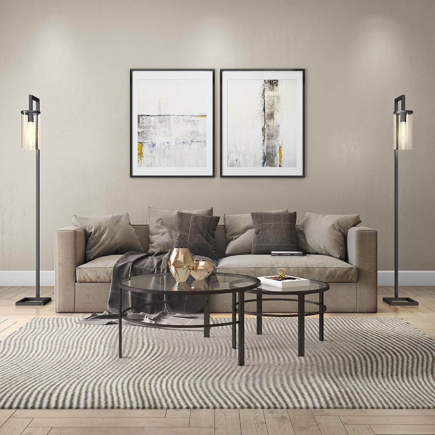 Henn&Hart Round Nested Coffee Table in Blackened Bronze, Coffee Table coffee tables for living room, studio apartment essentials, 36' Wide