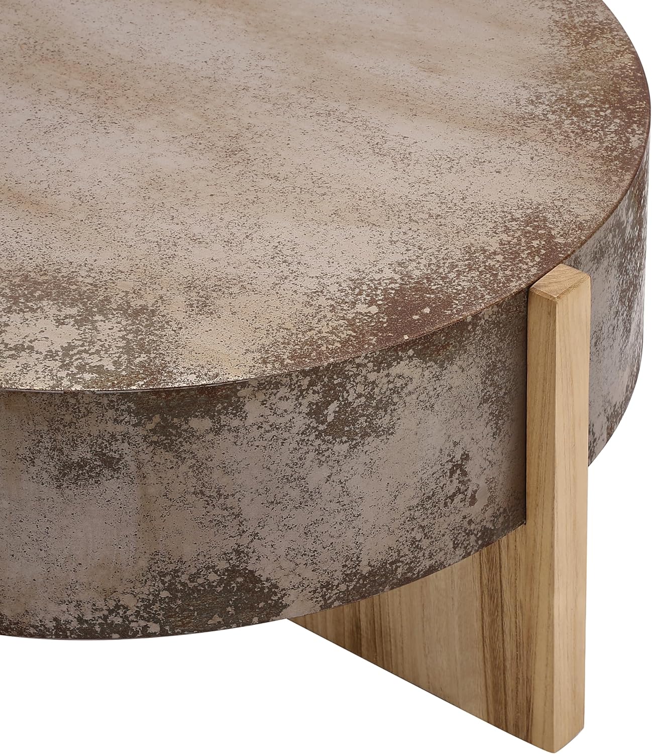 Christopher Knight Home Ember Rustic Coffee Table, 33' Modern Round Wood Accent Table with Burnt Legs, Indoor Living Room Side Table, Wooden End Table with Cross Base, Easy Assembly, Natural + Rustic