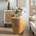 Wood Coffee Table End Table Side Table with Storage for Living Room, Modern Retro Farmhouse Round Bucket Drum Shaped Coffee Table for Apartment Office (ø21'' x 23.4'')