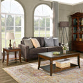 Mid-Century Modern Living Room Coffee Table Set, 2-Piece Solid Wood Living Room Table Set, 1 Solid Wood Coffee Table with Storage Shelf and 1 End Table, Cherry Walnut KFZ-DR200-2