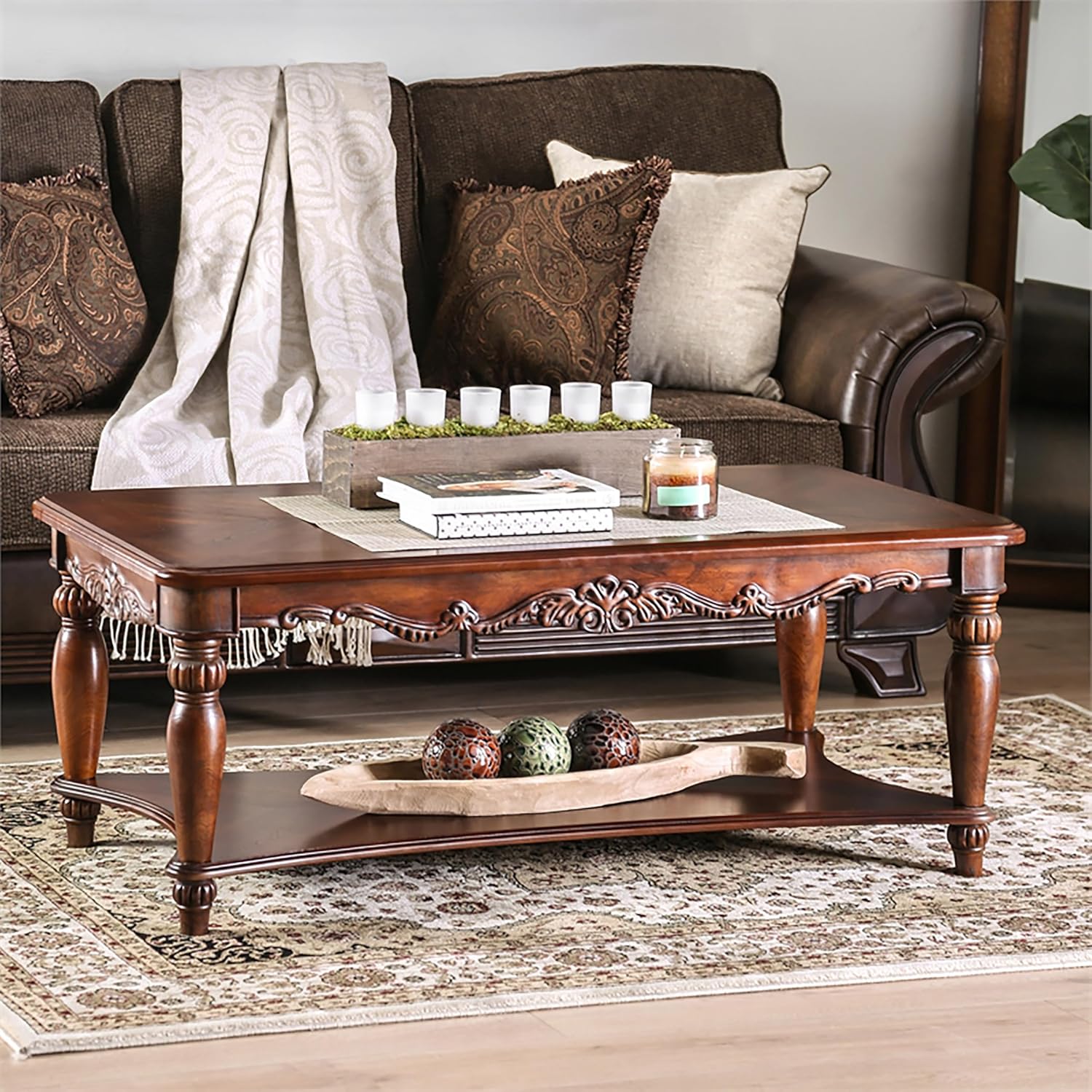 Furniture of America 3-Piece Trenton Table Set, Cherry Finish
