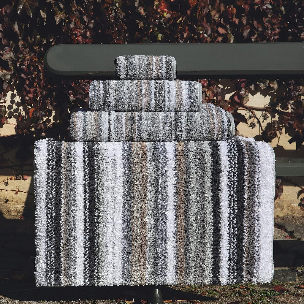 Graccioza Venice Bathroom Rug 24' x 39' - Elegant Striped Design Combed Cotton - 600 GSM, Machine Washable, Durable and Super Water Absorbent Luxuriously Soft Bath Rug - Grey