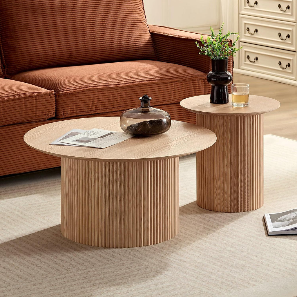 KEVINSPACE 17.71' Accent Side/End Table, Round Side Table Sofa Table Bedside Table for Small Spaces Nightstand for Living Room, Bedroom,Stable Frame, Easy Assembly Natural