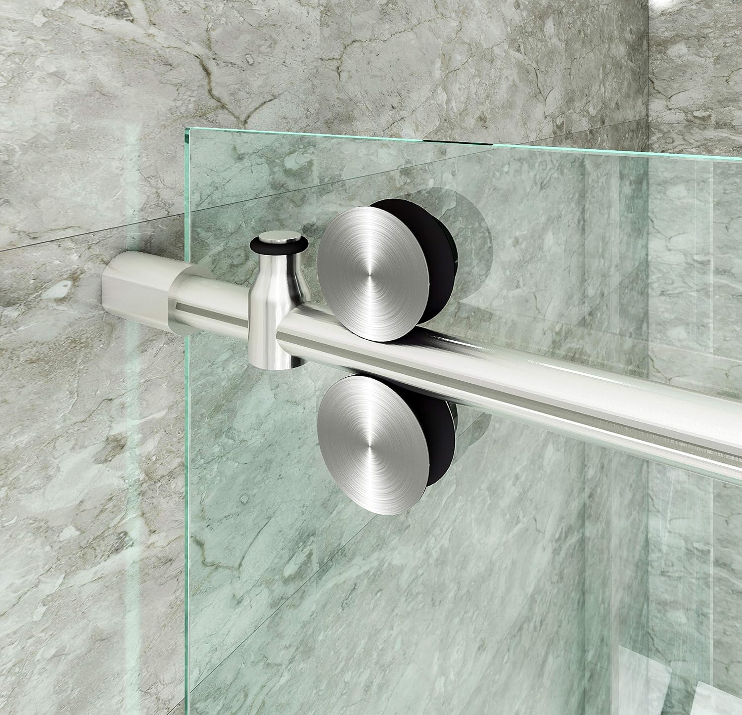 DIYHD 6.6ft Frameless Brushed Satin Stainless Steel Sliding Glass Shower Door Track barn Shower Door Hardware