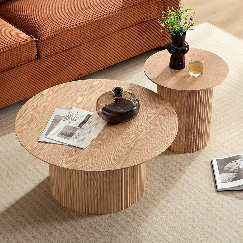 KEVINSPACE 17.71' Accent Side/End Table, Round Side Table Sofa Table Bedside Table for Small Spaces Nightstand for Living Room, Bedroom,Stable Frame, Easy Assembly Natural