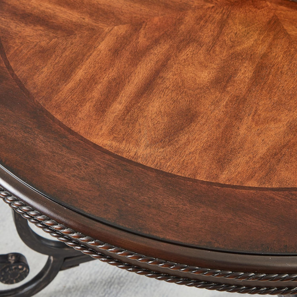 Retro Round Wood Coffee Table with Metal Leg, Circle Farmhouse Coffee Table for Living Room, Wooden Mid Century Center Tables, Easy Assembly (35' Dx35 Wx19 H)