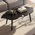 HNY Modern Coffee Table for Living Room, Black Wood Coffee Table Farmhouse Center Table Vivid Leaf Table End Table with Rustic Grain Side Table with Wood Leg for Bedroom Office Cafe Small Space