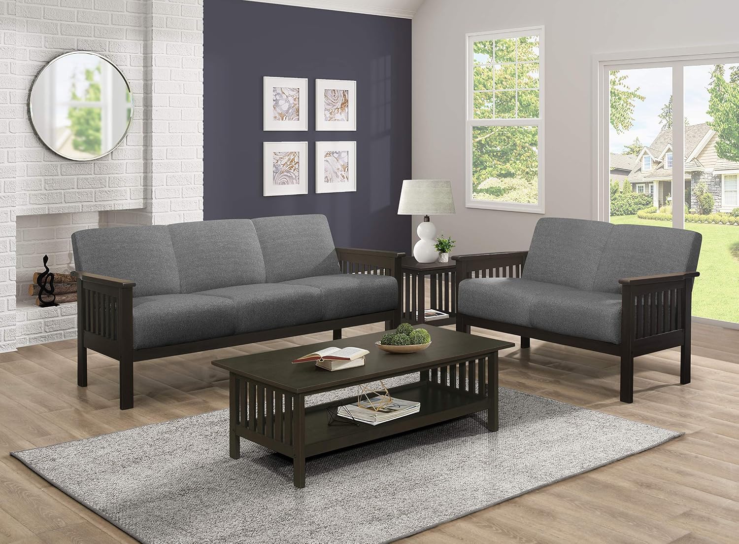 Lexicon Noel 49.5' W Fabric Living Room Sofa Loveseat, Gray