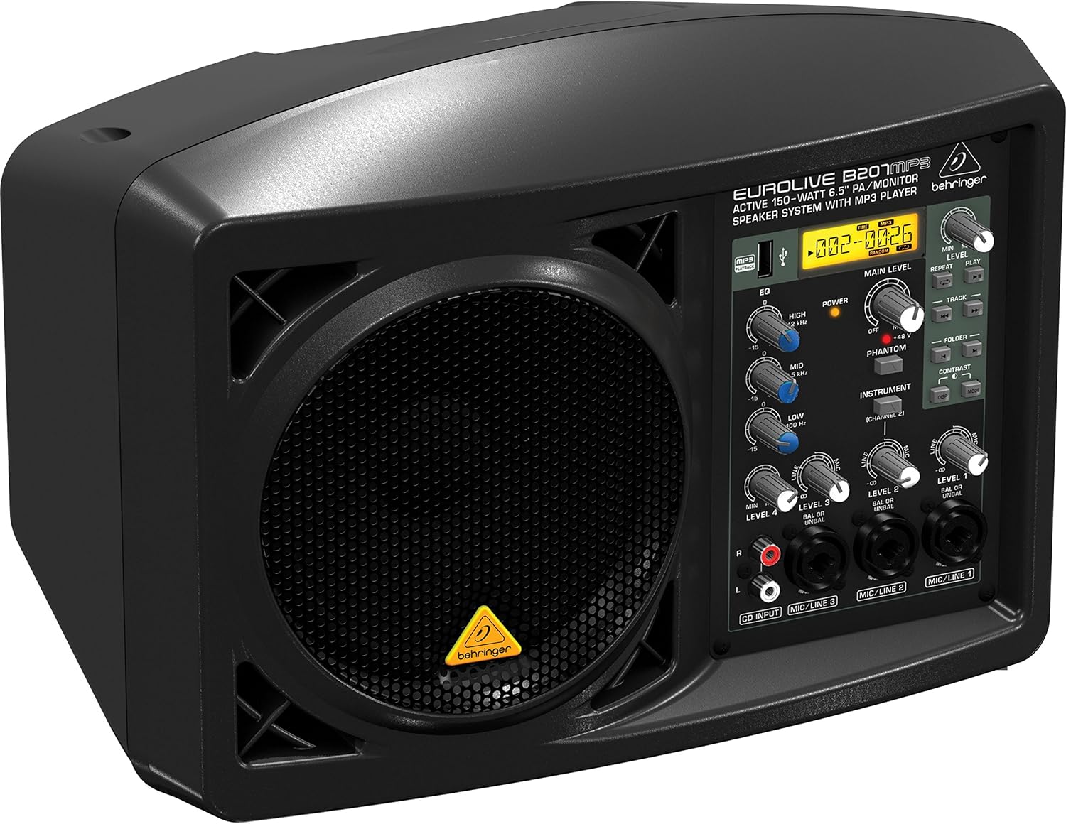 Behringer EUROLIVE B207MP3 Active 150 Watt 6.5' PA/Monitor Speaker System with MP3 Player