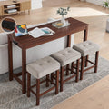 Merax 59 Inch Industrial Bar Table Set with Power Outlet & 3 Stools, Kitchen Dining Table with Charging Station, Counter Height Workstation for Small Space,Cherry