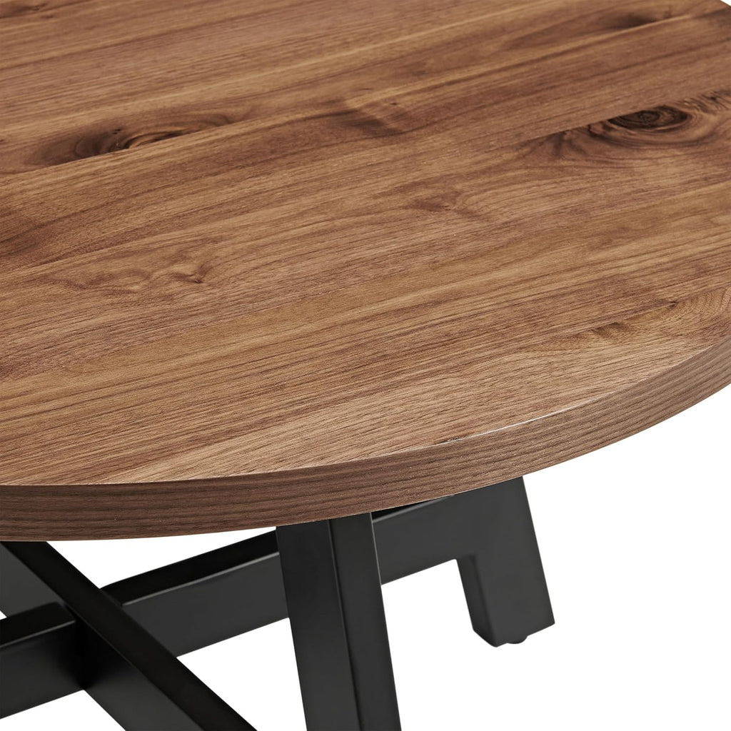 Lavish Home 3-Piece Coffee Table Set - Industrial Modern Round Coffee Table and 2 Side Tables - for Living Room, Apartment, or Dorm Room (Walnut)