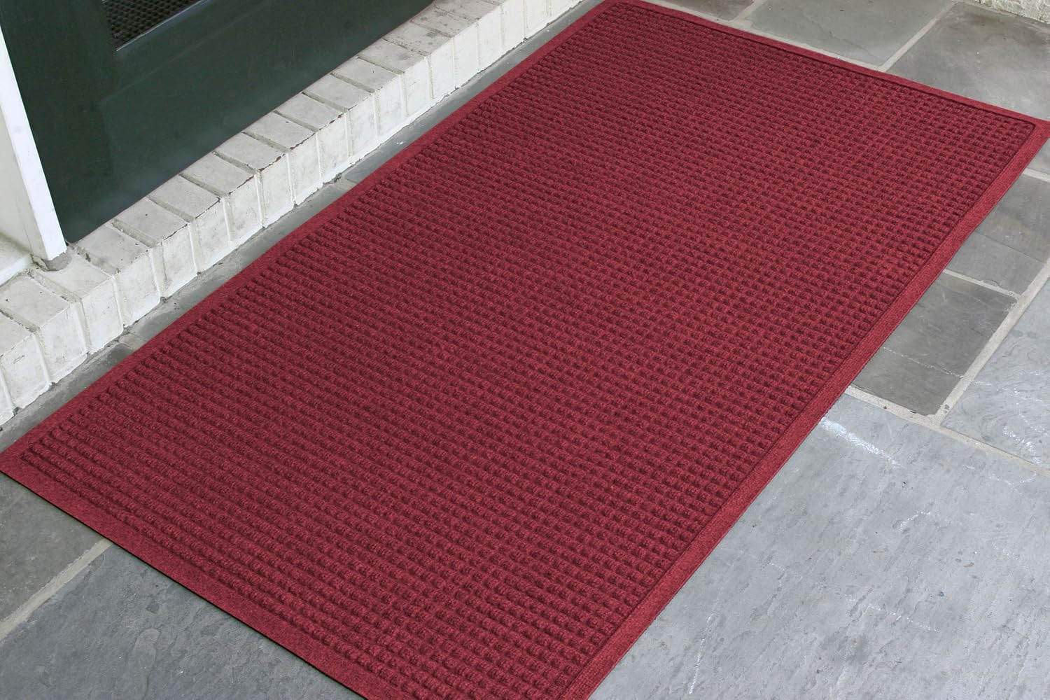 WaterHog Fashion Mat | Commercial-Grade Entrance Mat with Fabric Border – Indoor/Outdoor, Quick Drying, Stain Resistant Door Mat (Red/Black, 3' x 5')