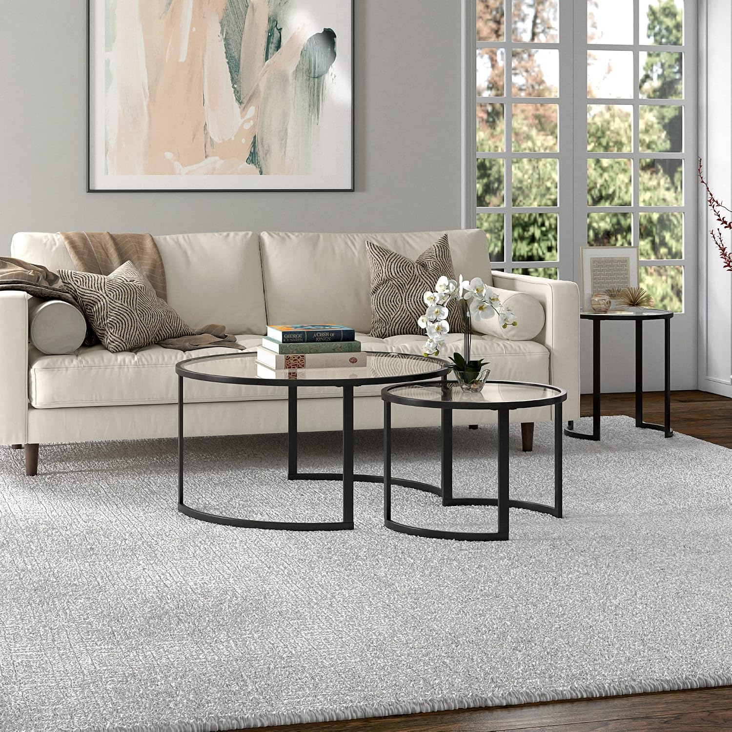 Mitera Round Nested Coffee Table in Blackened Bronze
