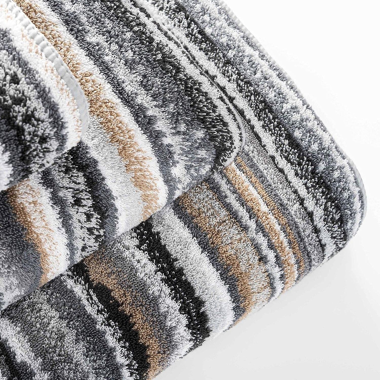 Graccioza Venice Bathroom Rug 24' x 39' - Elegant Striped Design Combed Cotton - 600 GSM, Machine Washable, Durable and Super Water Absorbent Luxuriously Soft Bath Rug - Grey