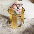 19.8'' Tempered Glass Side Tabel Round End for Living Room, 2-Tier Modern Accent Circle Design, Transparent Mirror Tabletop & Metal Drum Base, Easy Assembly, Transparent & Gold