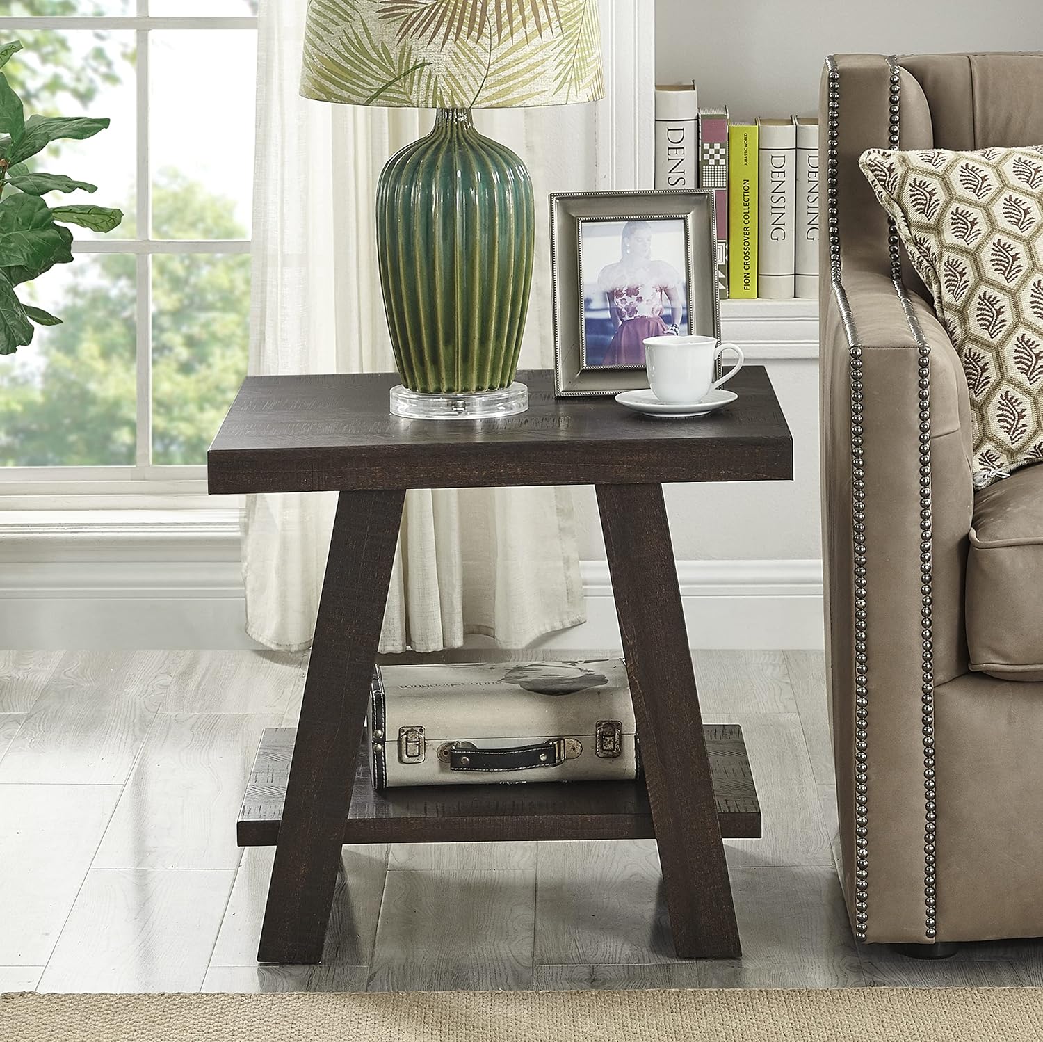 3-Piece Living Room Table Set, Coffee Table& Two End Tables, Side Table with Wood Storage Shelf for Living Room, Bedroom (Espresso, 48' L x 24' W x 19' H)