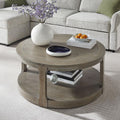 40'' Round Wood Coffee Table Circle Coffee Table with 4 Wheel for Living Room, Moveable Modern Retro Farmhouse Style, Easy Assembly, Light Brown (ø40'' x 17.52'')