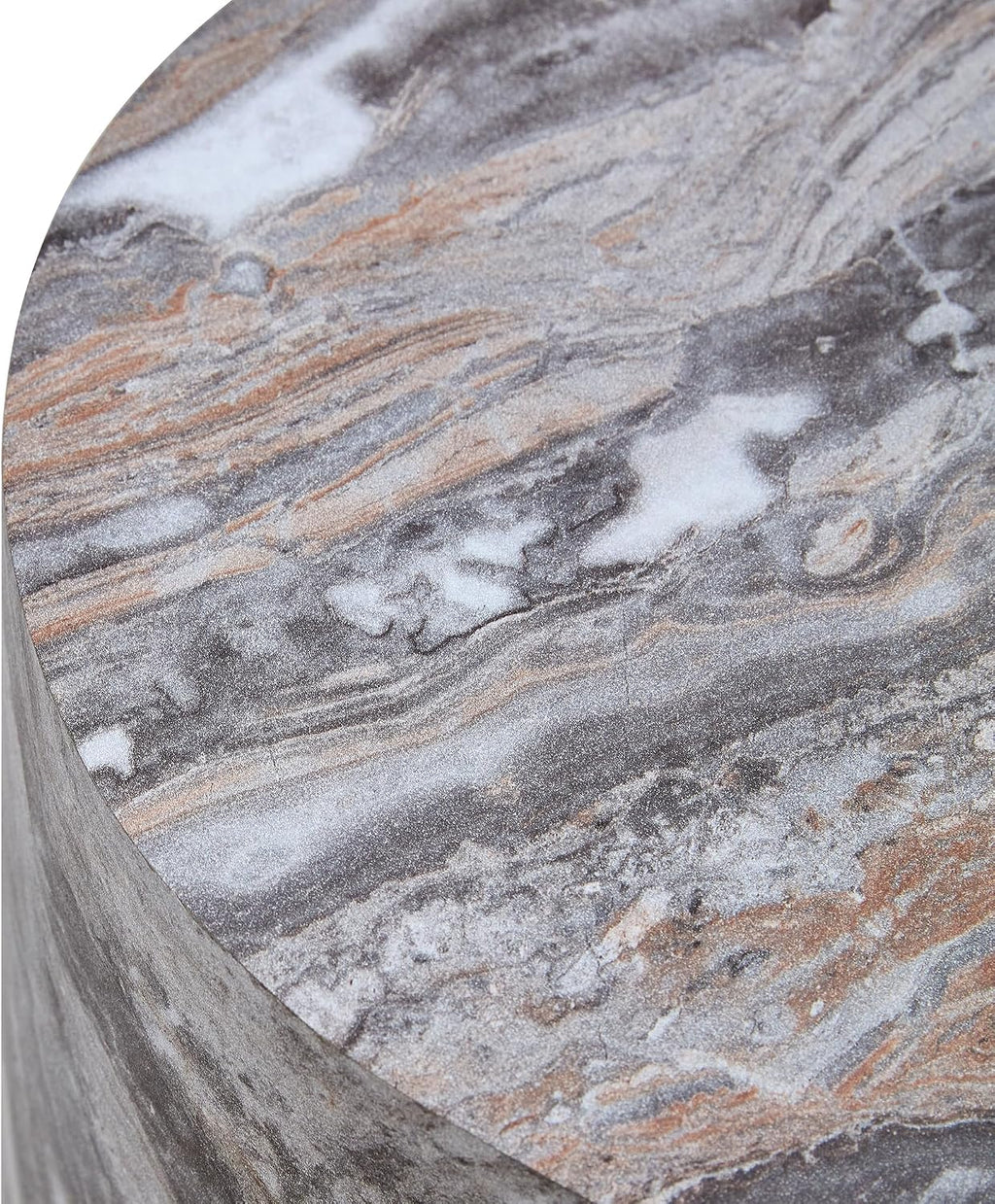 Grey Marble Small Coffee Table Modern Drum-Shape Bedside Table Nightstand for Bedroom Living Room Round Faux Marble Side End Table Beside Sofa Couch -Fully Assembled(12 x 12 x 19.7 H)