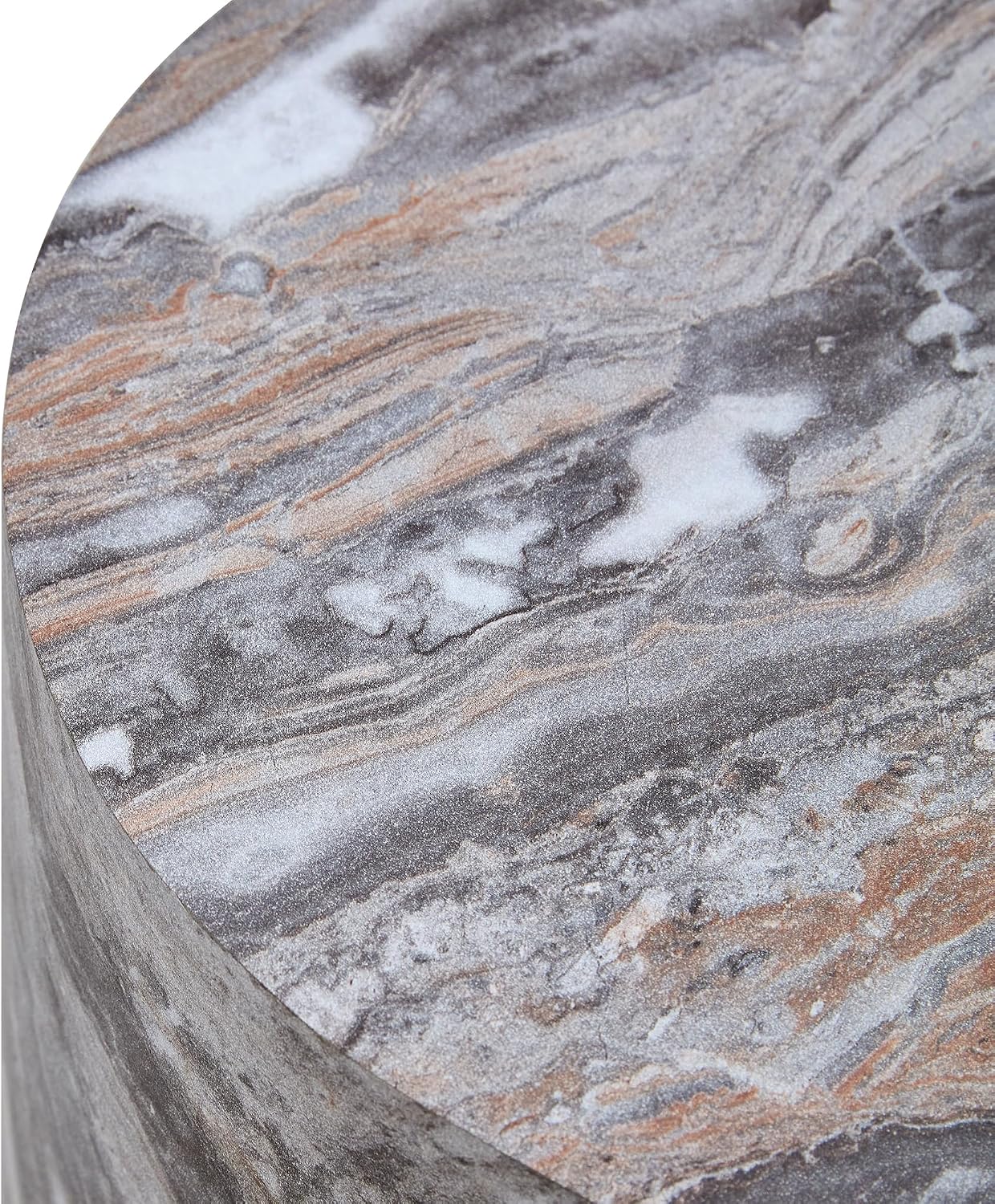 Grey Marble Small Coffee Table Modern Drum-Shape Bedside Table Nightstand for Bedroom Living Room Round Faux Marble Side End Table Beside Sofa Couch -Fully Assembled(12 x 12 x 19.7 H)