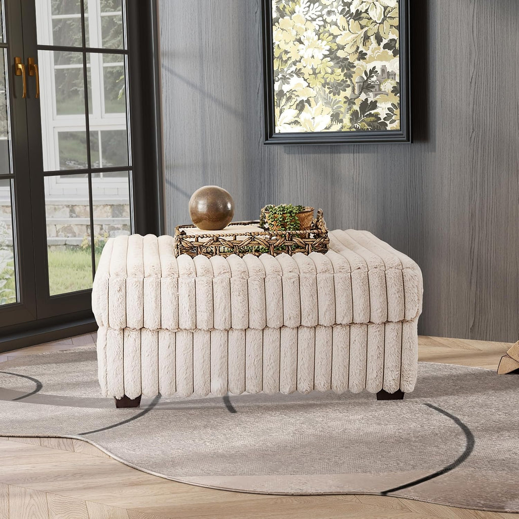 Roundhill Furniture Belvoir 3-Piece Living Room Set, Sofa Cuddle Chaise and Ottoman, Beige Champagne
