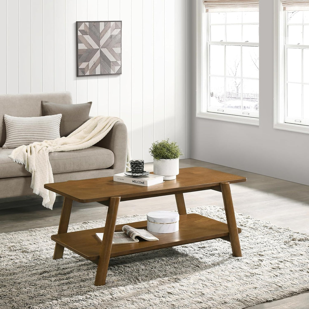 Roundhill Furniture Metz 3-Piece Coffee Table Set, Coffee Table and Two End Tables, Walnut Finish