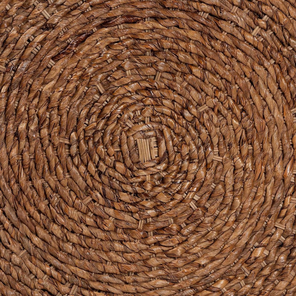 bali & pari Riau Handwoven Seagrass Coffee Table with Wooden Legs – Natural Wicker Round Living Room Table for Living Room or Bedroom Décor