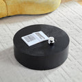 ø35.43'' Black Round Coffee Table, Modern Circle Wood Drum Coffee Table for Living Room, No Assembly, Black