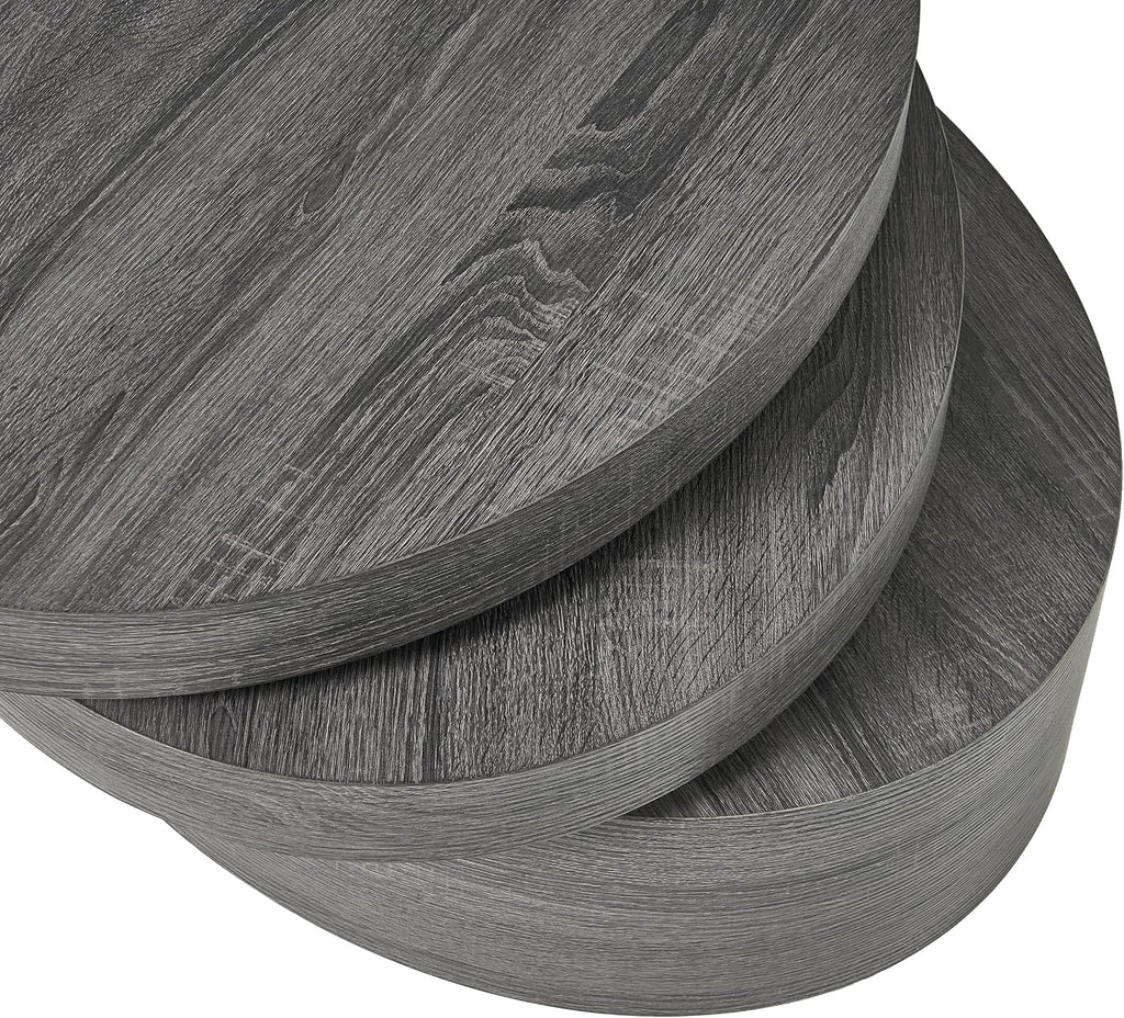 Round Oval Coffee Table Modern 3-Tier Rotatable Wood Coffee Table, Easy Assembly, Black (40.15 * 23.75 * 13in)