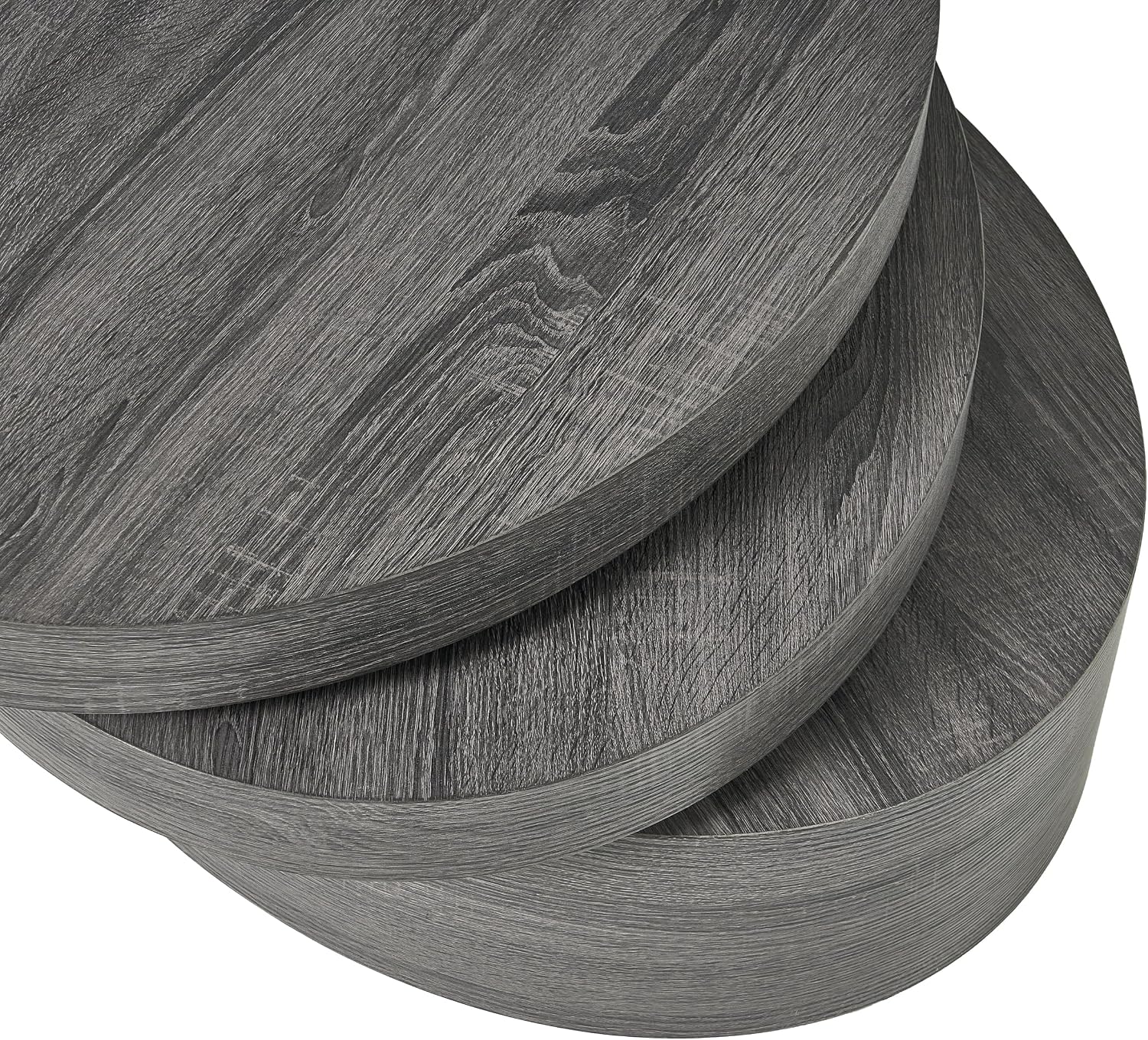 Round Oval Coffee Table Modern 3-Tier Rotatable Wood Coffee Table, Easy Assembly, Black (40.15 * 23.75 * 13in)